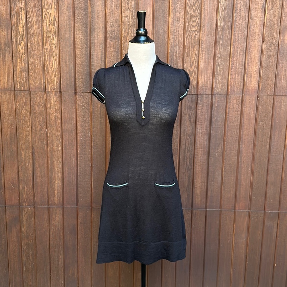 Cute as a button vintage black Free People sweater dress, Size S-M